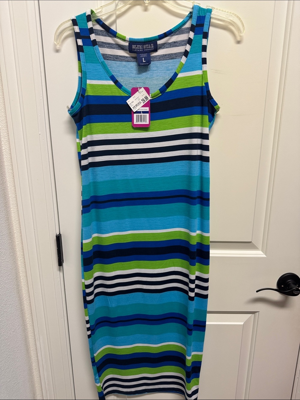 Striped Tank Maxi Dress - Blue/Green
